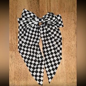 Black and White Checkered Hair Bow